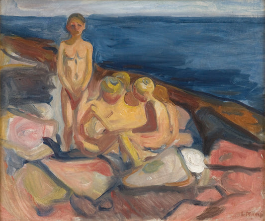 Bathing Boys, vintage artwork by Edvard Munch, 12x8" (A4) Poster