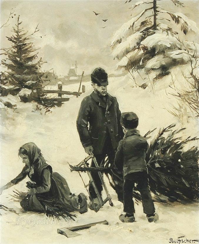 Chopping down the Christmas tree by Paul-Gustave Fischer,A3(16x12