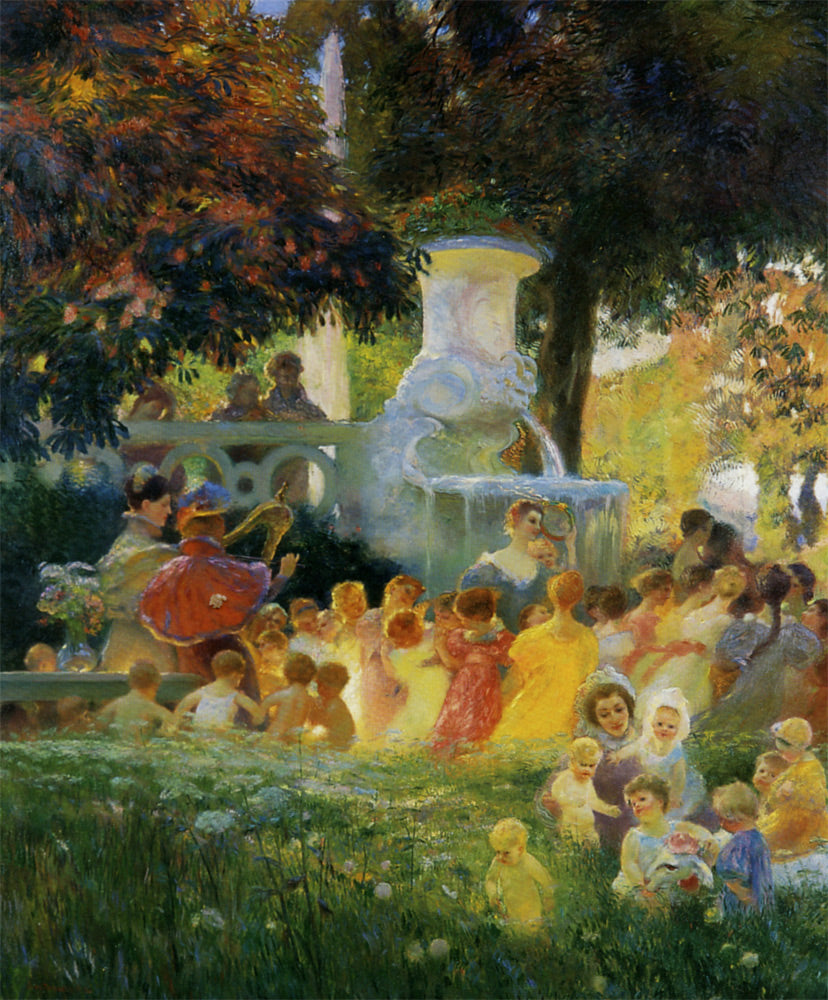 La ronde des enfants, vintage artwork by Gaston La Touche, 12x8" (A4) Poster