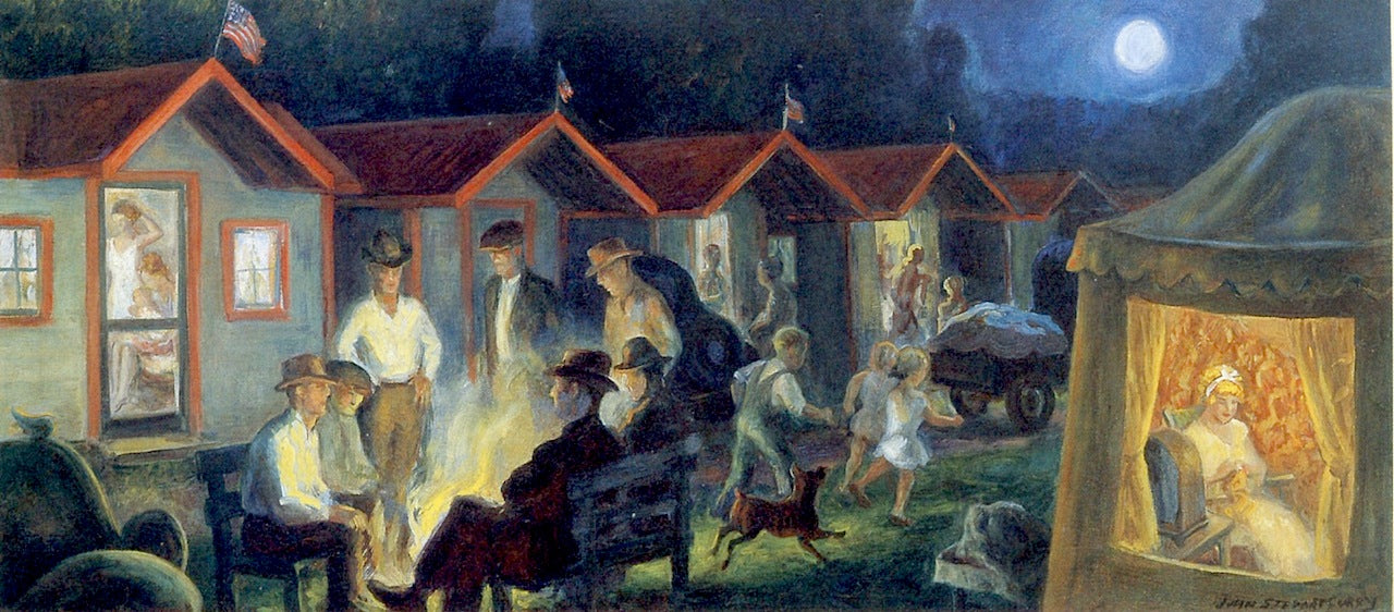 Tourist Cabins by John Steuart Curry,16x12(A3) Poster