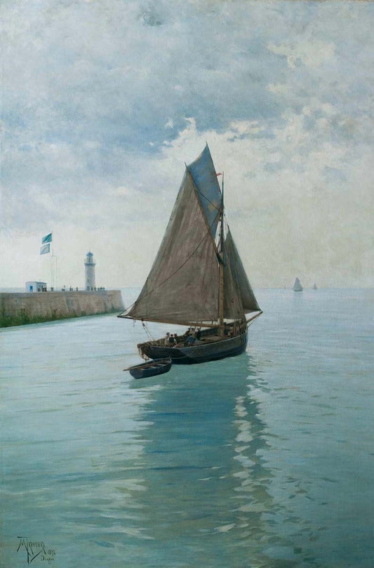 Fishing Boat, Dieppe, vintage artwork by Mikhail Tkachenko, 12x8" (A4) Poster