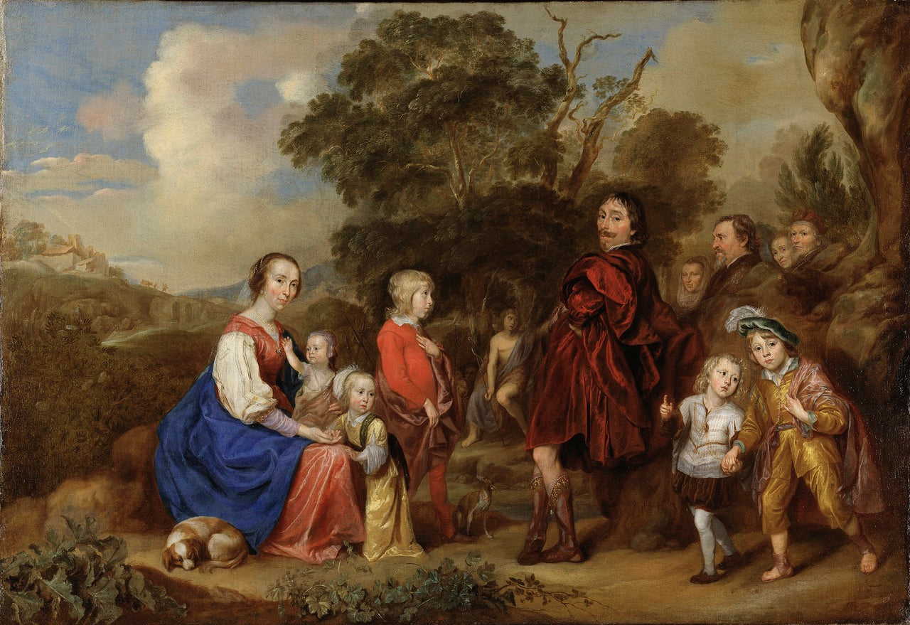 Family Portrait with St. John the Baptist, vintage artwork by Jan Mijtens, 12x8" (A4) Poster