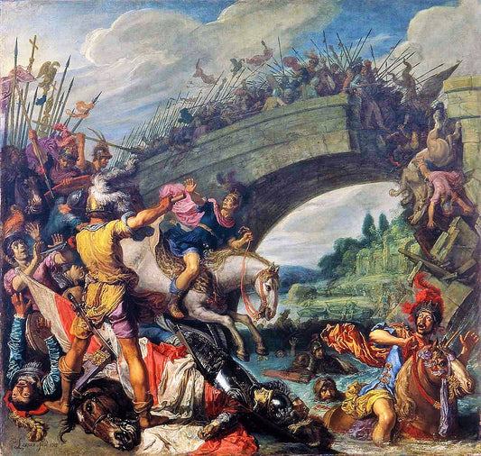 Battle of the Milvian Bridge, vintage artwork by Pieter Lastman, 12x8" (A4) Poster