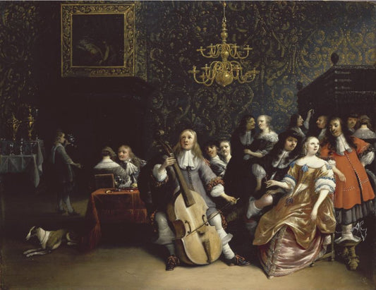 A Merry Company in an Interior, vintage artwork by Anthonie Palamedesz, 12x8" (A4) Poster