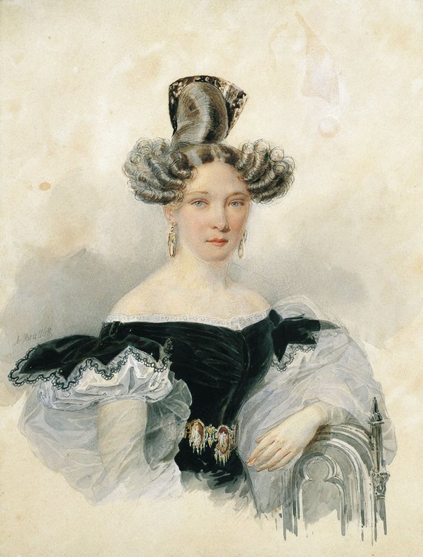 Portrait of Ekaterina Bakunina, vintage artwork by Alexander Brulloff, A3 (16x12") Poster Print