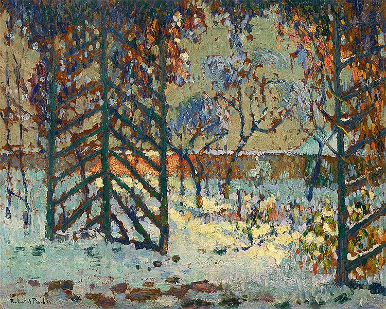 Garden with Snow, vintage artwork by Robert Antoine Pinchon, 12x8" (A4) Poster