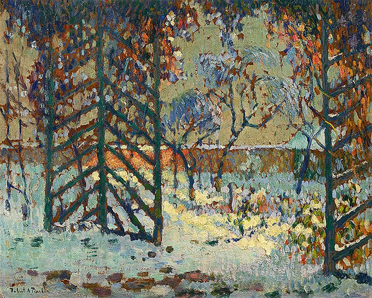 Garden with Snow, vintage artwork by Robert Antoine Pinchon, 12x8" (A4) Poster