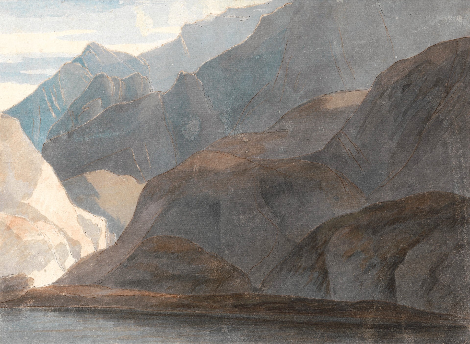 On the Lake of Como, vintage artwork by Francis Towne, 12x8" (A4) Poster