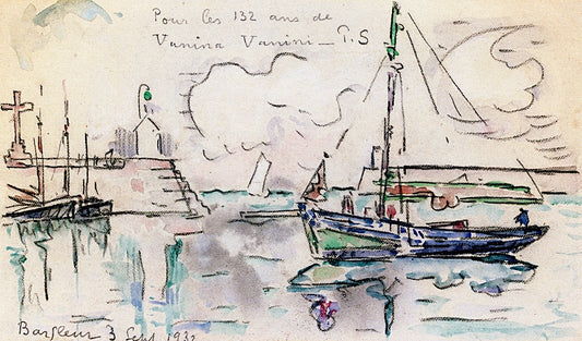 Barfleur, Leaving Port, vintage artwork by Paul Signac, 12x8" (A4) Poster