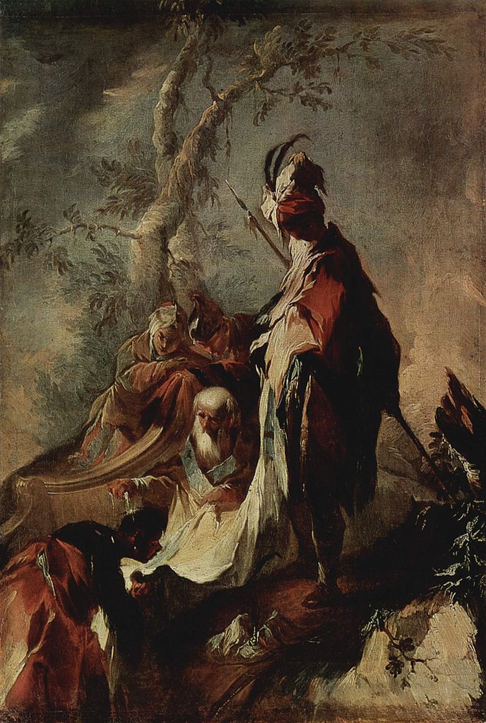 Philip the Apostle Baptises a Eunuch, vintage artwork by Franz Anton Maulbertsch, 12x8" (A4) Poster