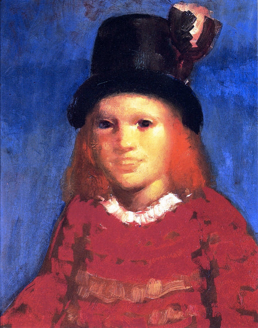 Little Girl in a Top Hat, vintage artwork by George Luks, 12x8" (A4) Poster
