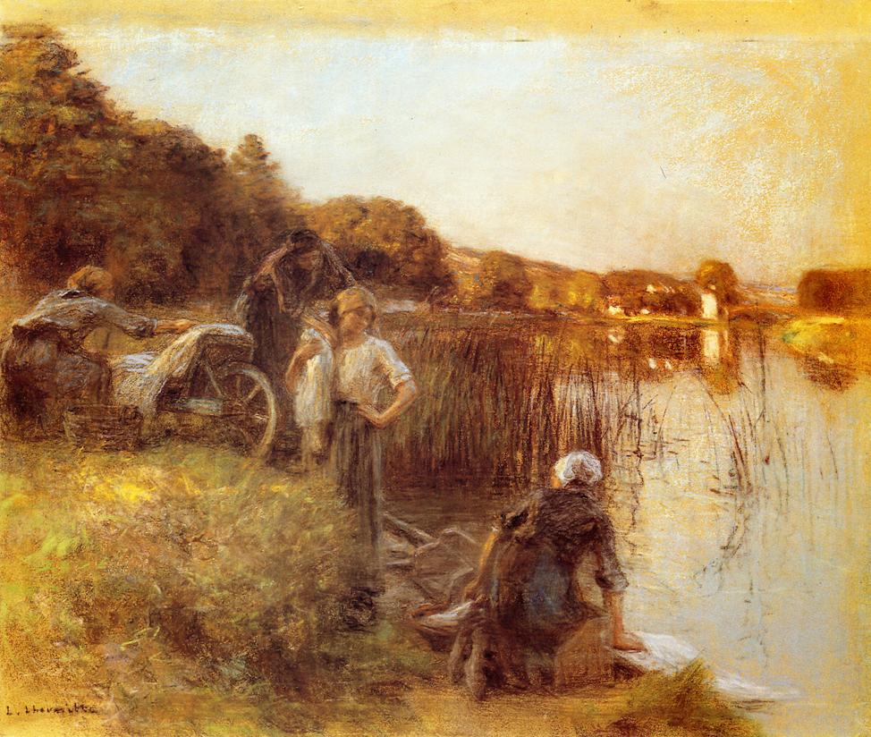 erwomen on the Banks of the Marne by Léon Augustin Lhermitte,16x12(A3) Poster
