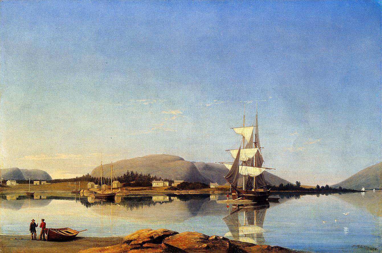 Entrance of Somes Sound from Southwest Harbor, vintage artwork by Fitz Henry Lane, A3 (16x12") Poster Print