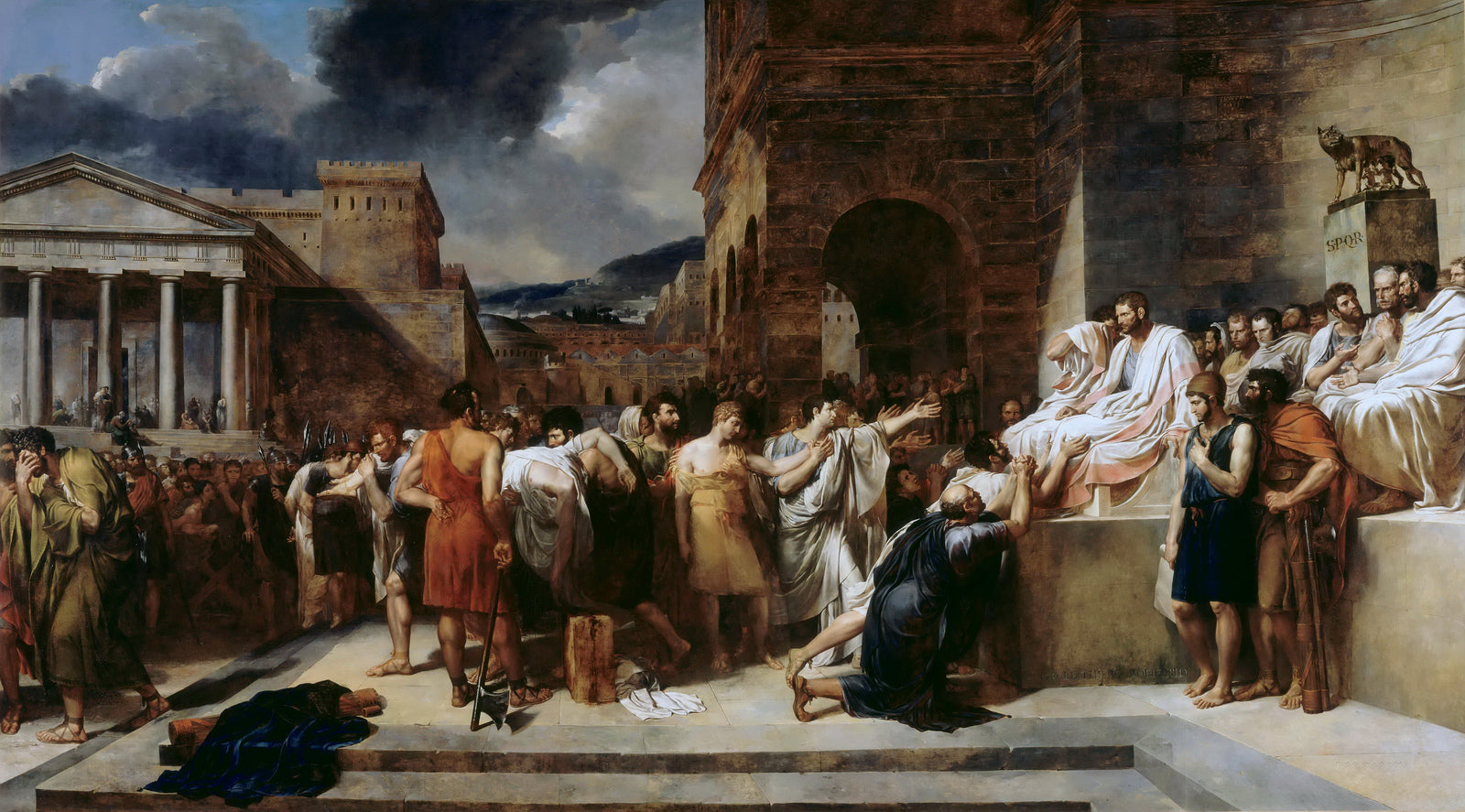 Brutus Condemns His Son to Death, vintage artwork by Guillaume Guillon-Lethiere, 12x8" (A4) Poster