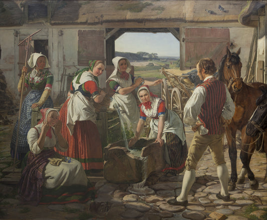 A Village Scene in Denmark, vintage artwork by Jorgen Roed, A3 (16x12") Poster Print