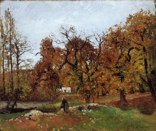 Autumn Landscape, near Pontoise, vintage artwork by Camille Pissarro, 12x8" (A4) Poster