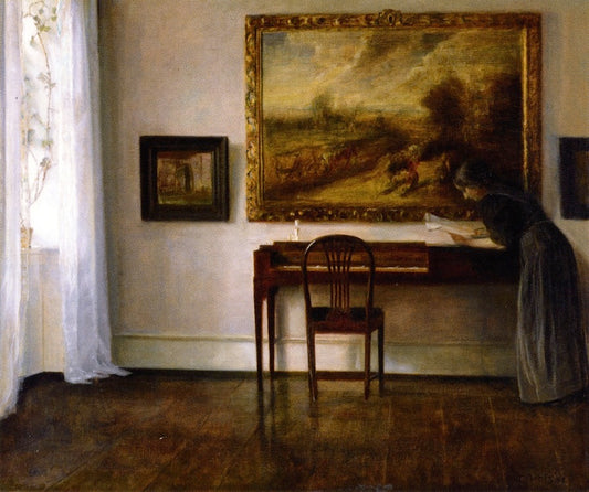 Interior with Painting, vintage artwork by Carl Vilhelm Holsøe, 12x8" (A4) Poster