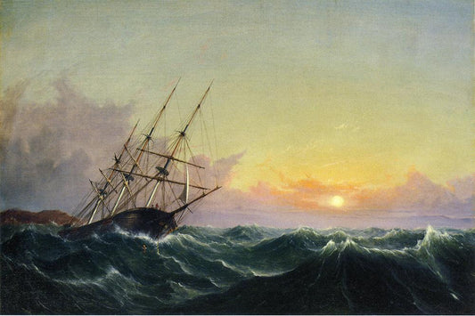 A Storm, Breaking Away, Vessel Slipping Her Cable, vintage artwork by Fitz Henry Lane, A3 (16x12") Poster Print