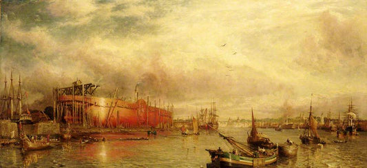 Building the 'Great Leviathan', vintage artwork by William Parrott, A3 (16x12") Poster Print