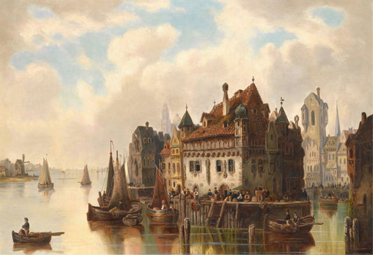 Rotterdam Scene, vintage artwork by Ludwig Hermann, A3 (16x12") Poster Print
