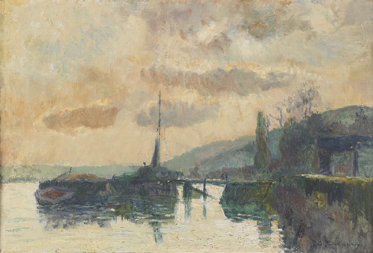 Boats in Dieppe, vintage artwork by Albert Lebourg, 12x8" (A4) Poster