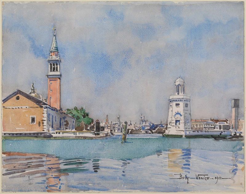 Venice, Off San Giorgio, vintage artwork by Edward Darley Boit, 12x8" (A4) Poster