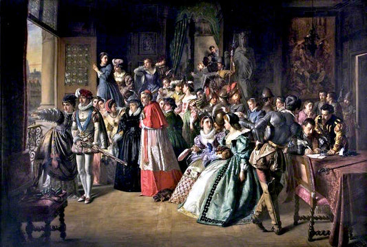 Charles IX and the French Court on the Morning of Saint Bartholomew's Massacre, vintage artwork by Alfred Barron Clay, 12x8" (A4) Poster