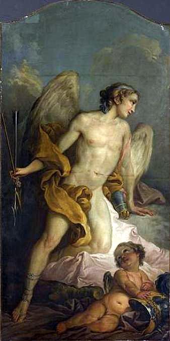 Eros, vintage artwork by Charles-Michel-Ange Challe, 12x8" (A4) Poster
