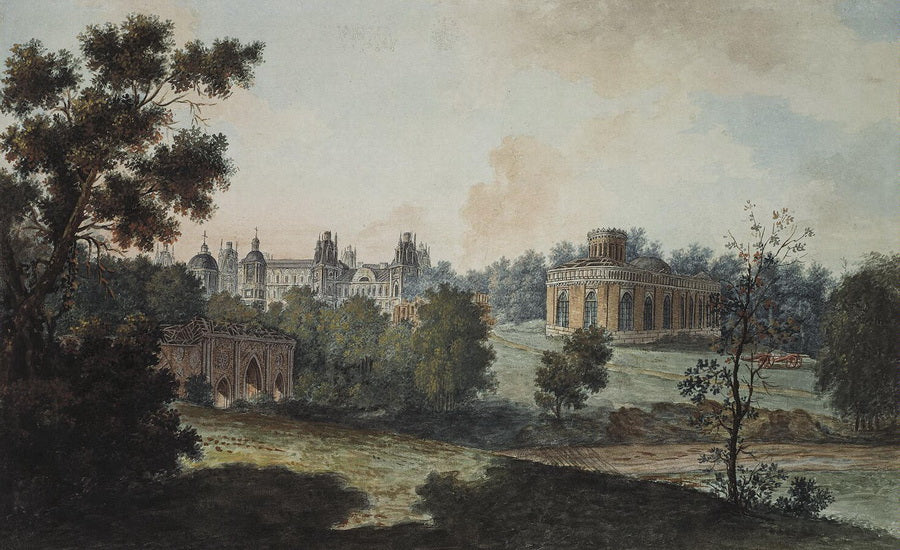 Palace in Tsaritsyno in the Vicinity of Moscow, vintage artwork by Fedor Yakovlevich Alekseev, 12x8" (A4) Poster