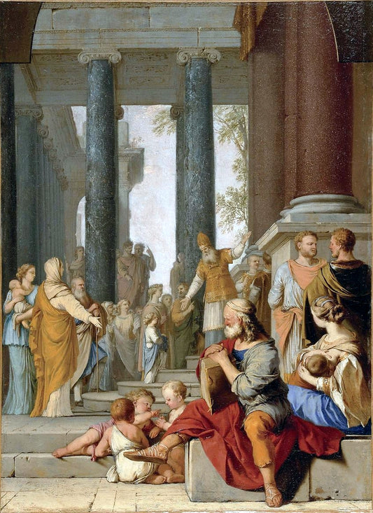 Presentation in the Temple (study), vintage artwork by Laurent de La Hyre, 12x8" (A4) Poster