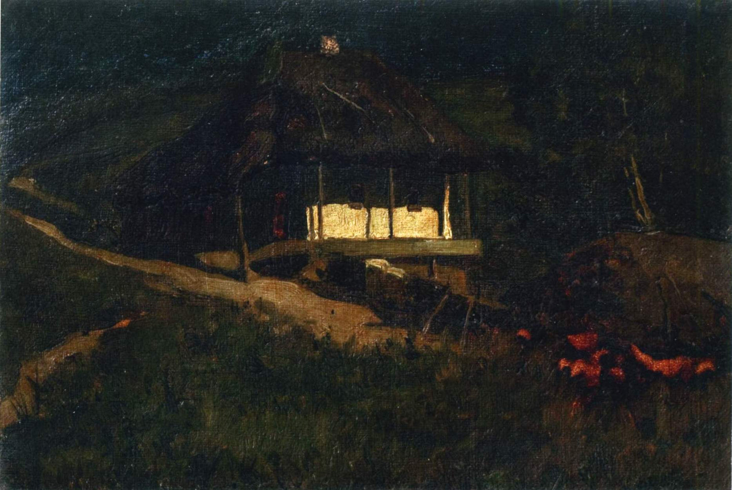 Moonlit Night, vintage artwork by Mikhail Tkachenko, 12x8" (A4) Poster