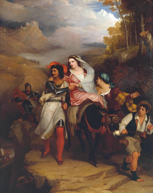 The Escape of Francesco Novello di Carrara, with his Wife, from the Duke of Milan, vintage artwork by Sir Charles Lock Eastlake, RA, A3 (16x12") Poster Print