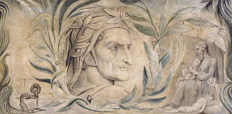 Dante Alighieri (c.1265–1321), vintage artwork by William Blake, 12x8" (A4) Poster