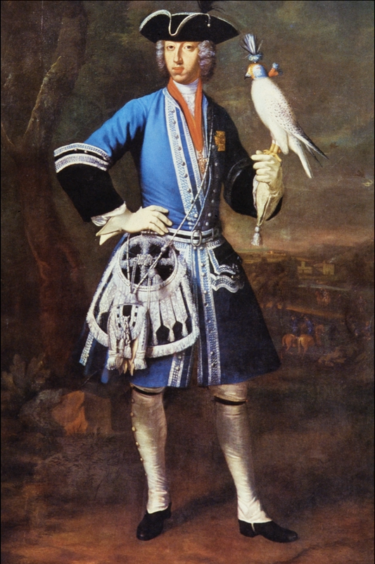 Portrait of Clemens August as Falconer, vintage artwork by Peter Jacob Horemans, 12x8" (A4) Poster