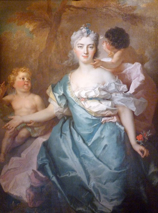 Marquise de la Tour Maubourg with Her Two Sons, vintage artwork by Nicolas de Largillière, 12x8" (A4) Poster