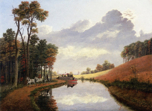 Pittsford on the Erie Canal, vintage artwork by George Harvey, A3 (16x12") Poster Print