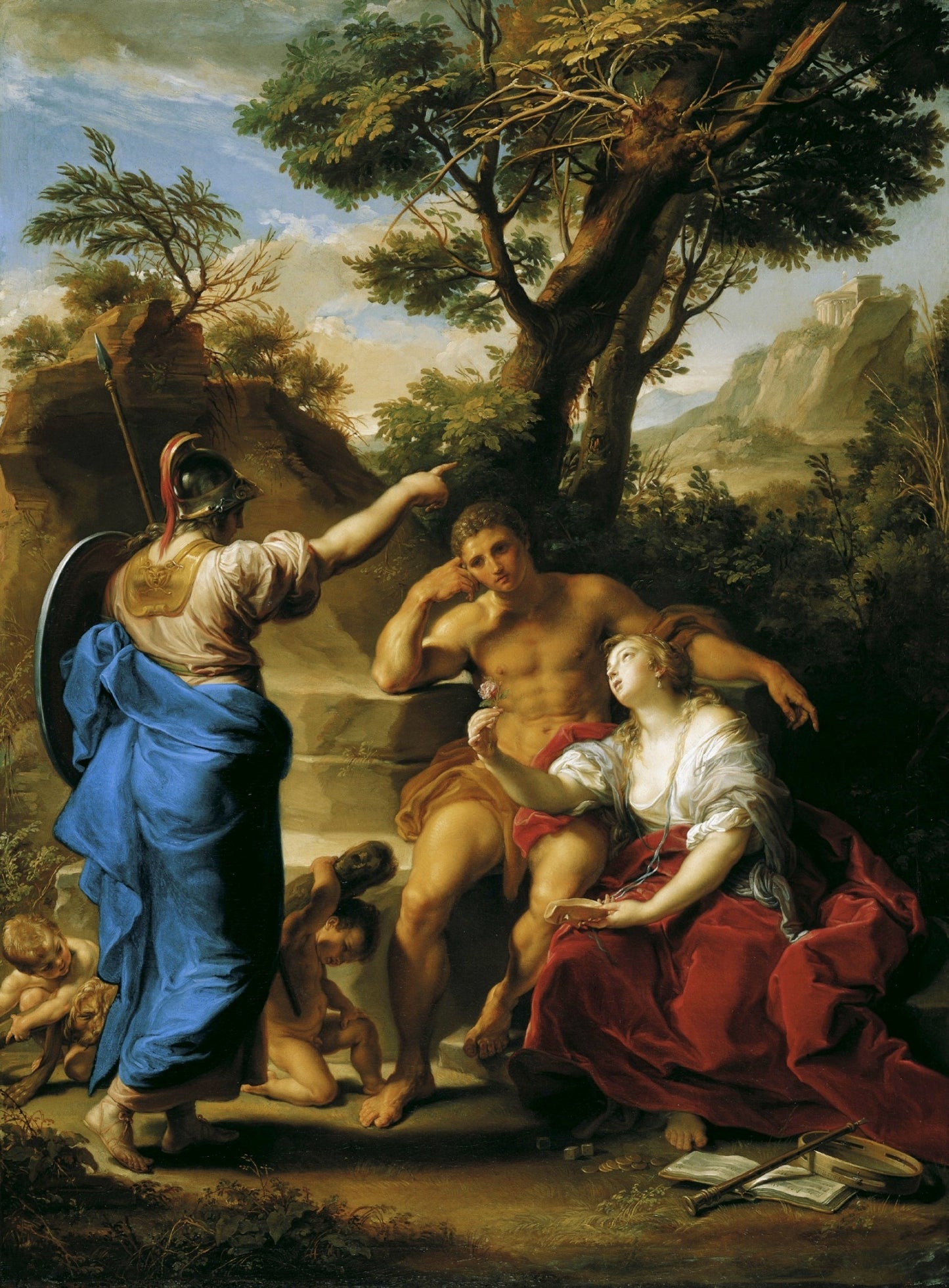 Hercules at the Crossroads (Liechtnstein version), vintage artwork by Pompeo Batoni, 12x8" (A4) Poster