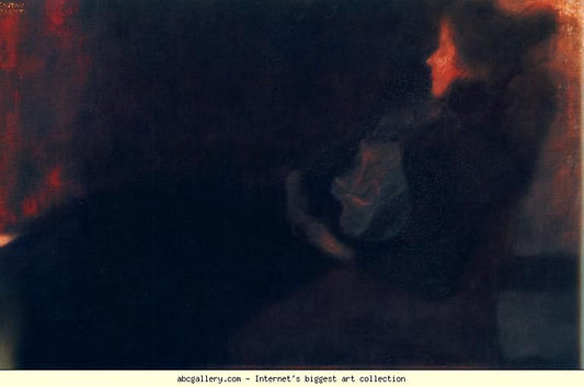 Lady by the Fireplace by Gustav Klimt,A3(16x12")Poster