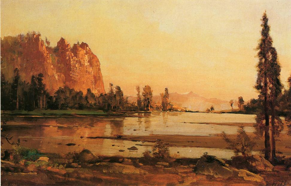 Crescent Lake, vintage artwork by Thomas Hill, 12x8" (A4) Poster