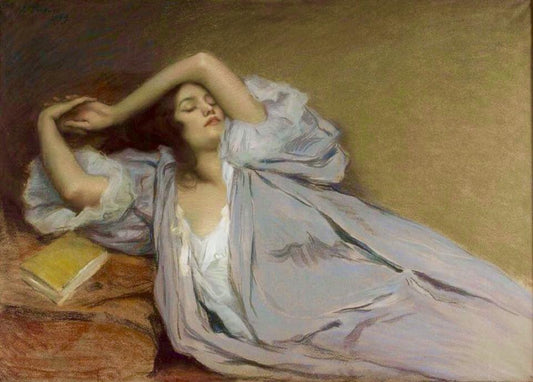 Femme Étendue sur un Divan, vintage artwork by Victor-Emile Prouve, 12x8" (A4) Poster
