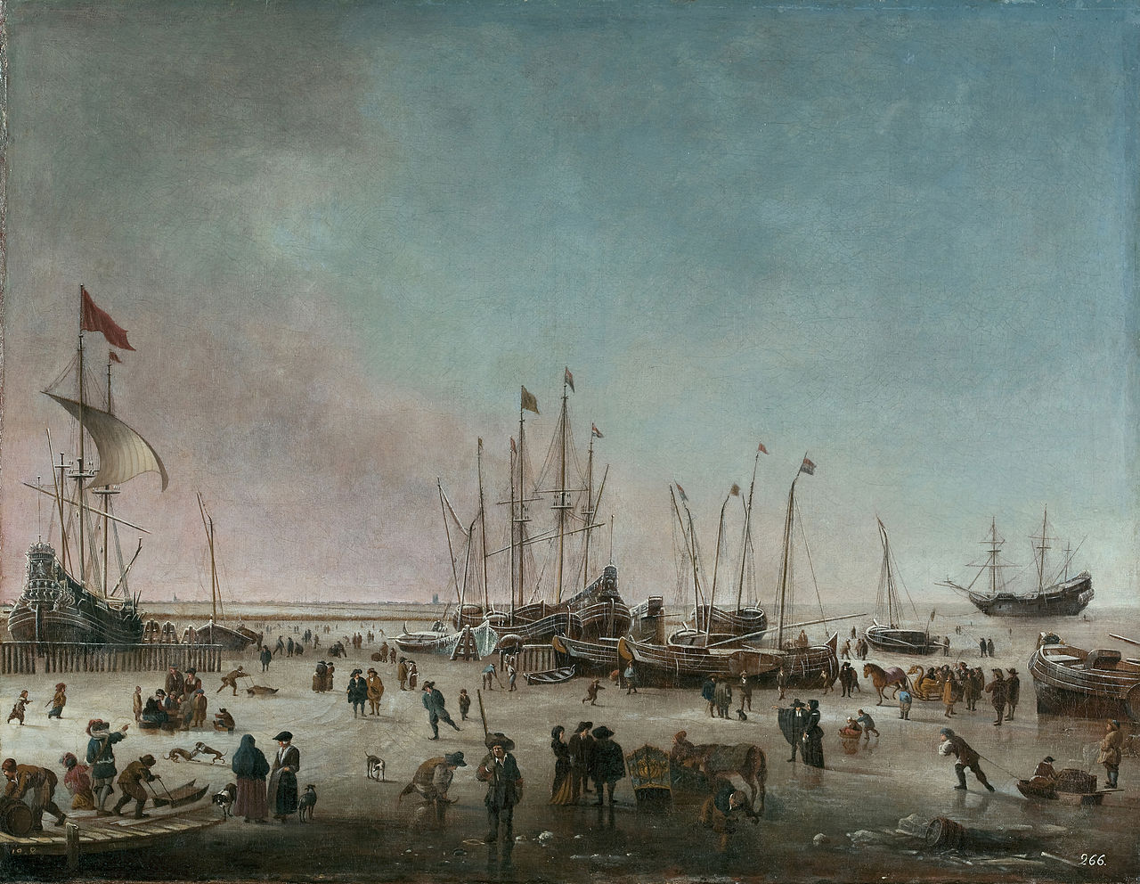 The Port of Amsterdam in Winter, vintage artwork by Hendrick Jacobsz. Dubbels, 12x8" (A4) Poster