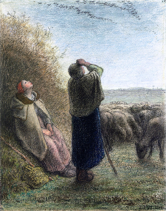 The Passage of Wild Geese, vintage artwork by Jean-François Millet, A3 (16x12") Poster Print
