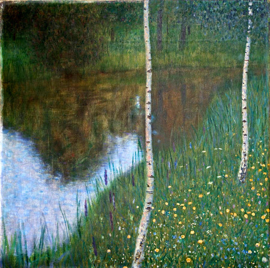 Lakeside with Birch Trees, vintage artwork by Gustav Klimt, 12x8" (A4) Poster