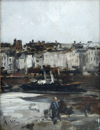 Port of Dieppe, vintage artwork by Antoine Vollon, 12x8" (A4) Poster