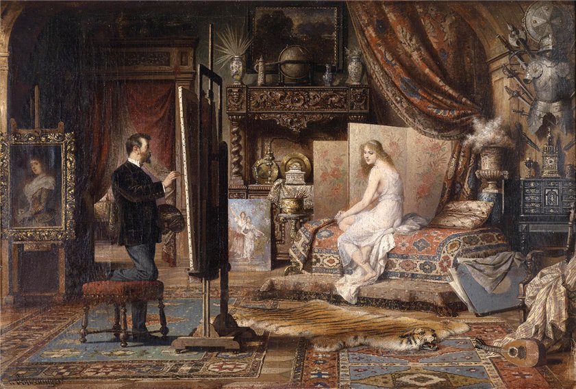 The Painter and his Model by Karl Schweninger Jr.,A3(16x12")Poster