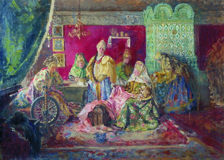 In the Boyar Mansion, vintage artwork by Ivan Kulikov, 12x8" (A4) Poster