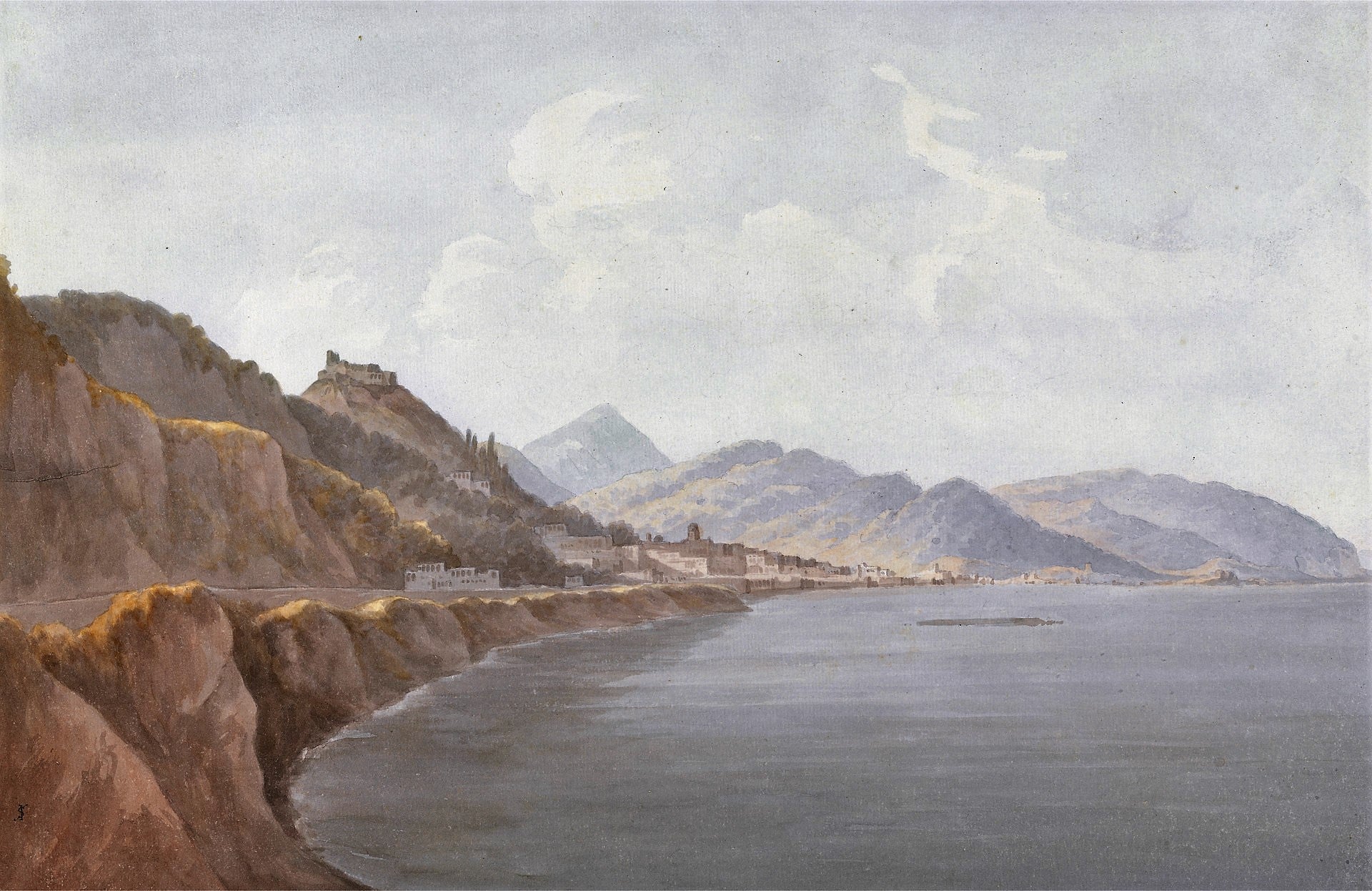 Salerno, vintage artwork by John Warwick Smith, 12x8" (A4) Poster