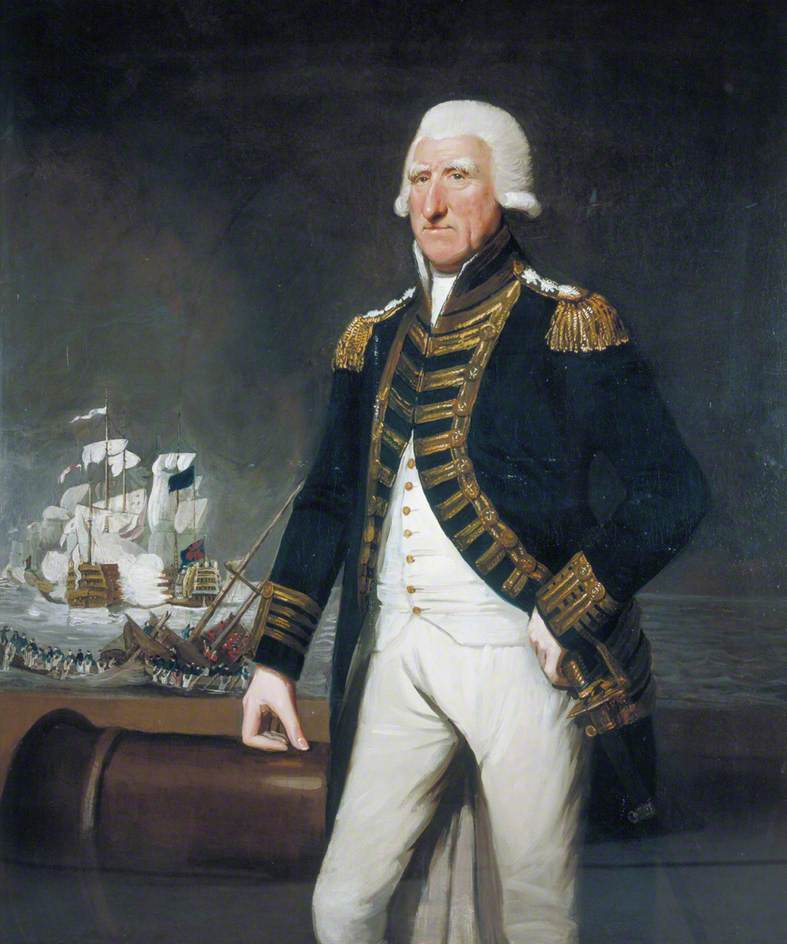 Samuel Hood, 1st Viscount Hood , British Admiral, vintage artwork by Lemuel Francis Abbott, 12x8" (A4) Poster