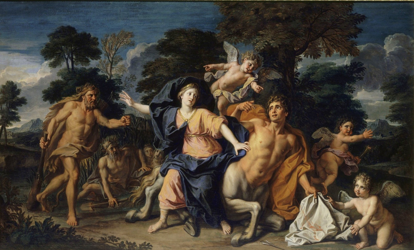 Story of Hercules - The Rape of Deianeira by  Nessus, vintage artwork by Noël Coypel I, 12x8" (A4) Poster