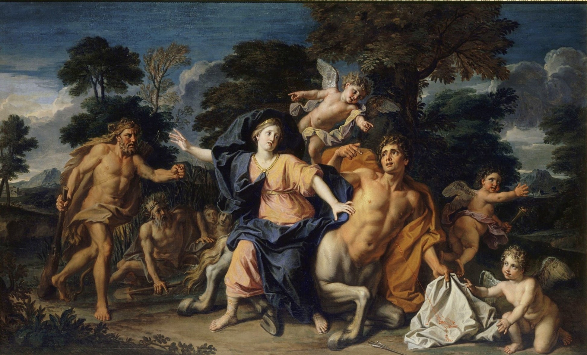 Story of Hercules - The Rape of Deianeira by  Nessus, vintage artwork by Noël Coypel I, 12x8" (A4) Poster